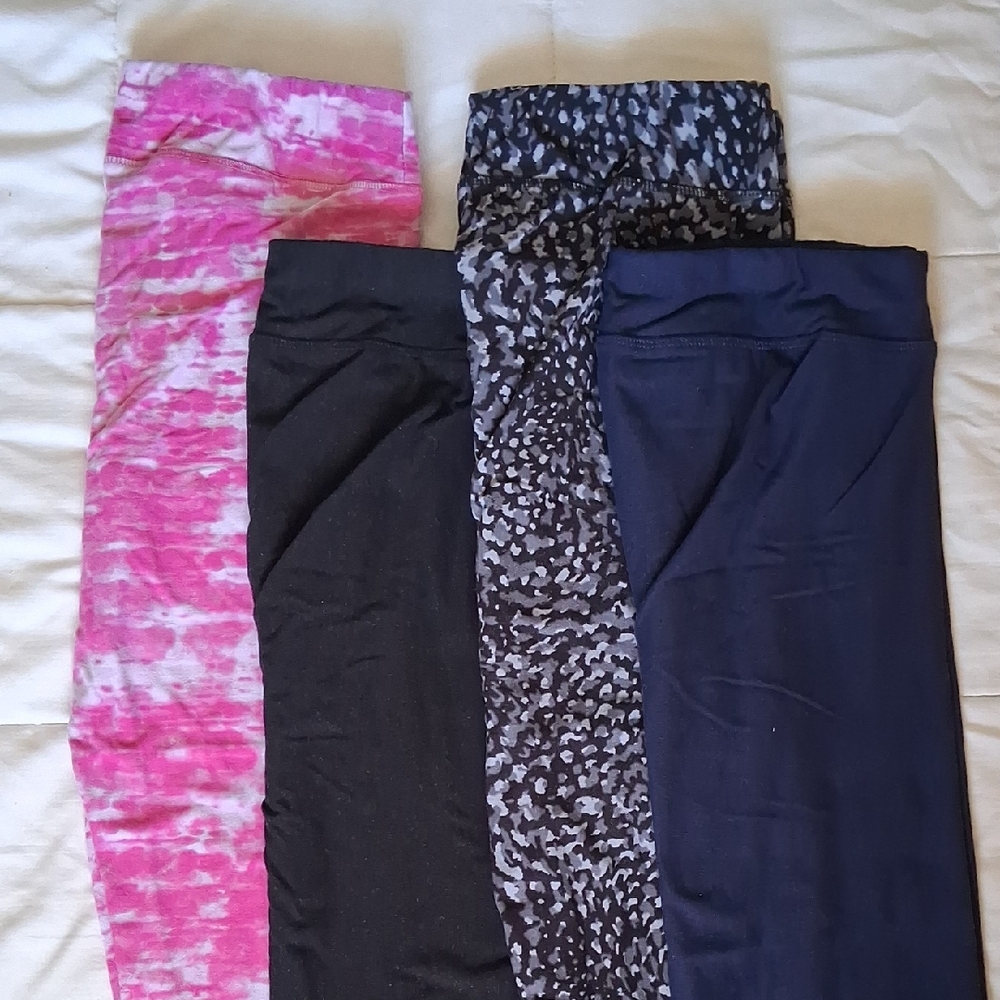 Time and Tru Womens' Leggings Set - Pink Tie-Dye, Black, Gray Print, Navy